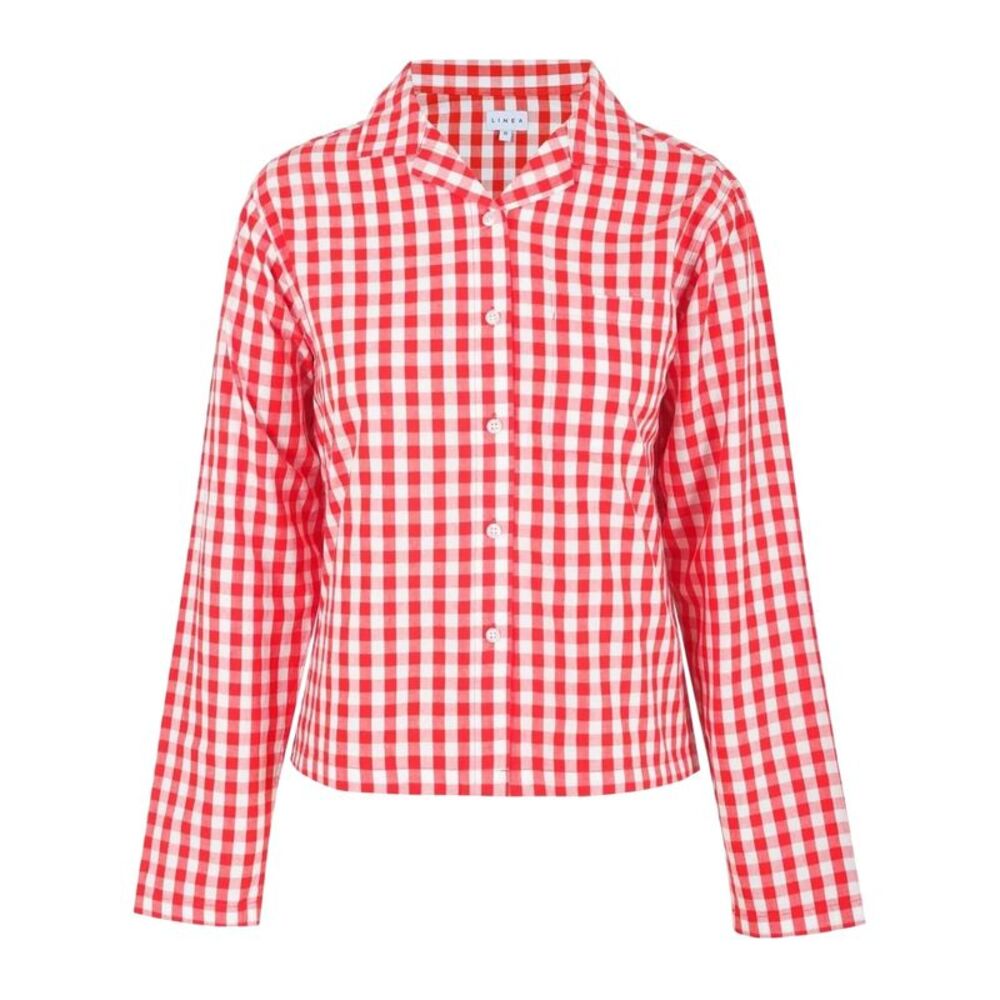 Linea Womens/Ladies Gingham Check Relaxed Fit Long-Sleeved Shirt / Red/White